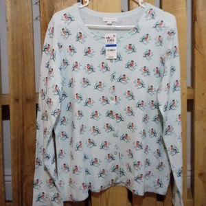 Charter Club Bird Mint Aqua Cardigan